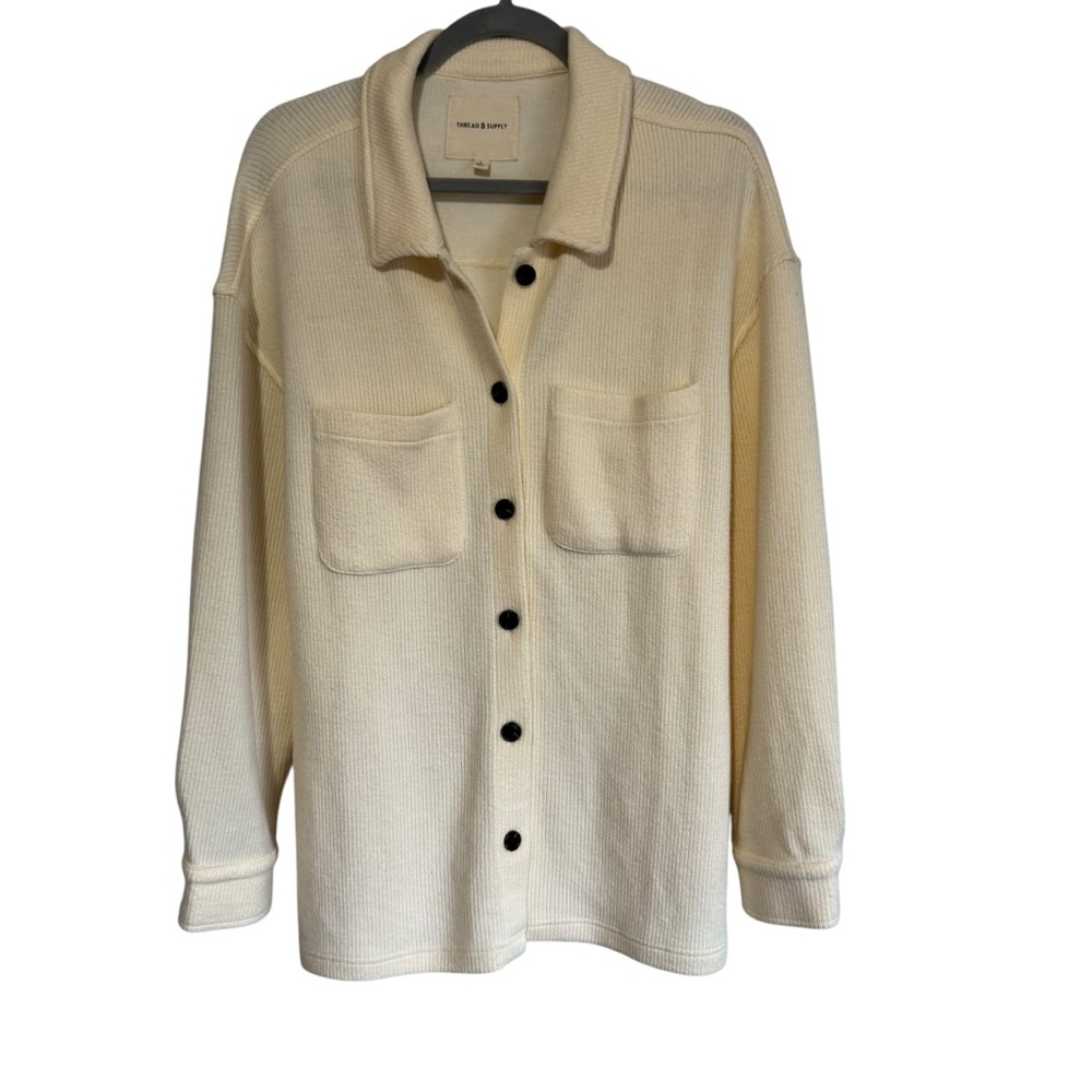 Thread & Supply Ribbed Soft Luxe Button Up Shirt … - image 1